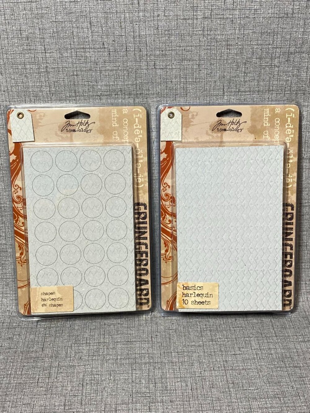 NEW Tim Holtz Idea-ology Grungeboard Harlequin Basics & Harlequin Shapes